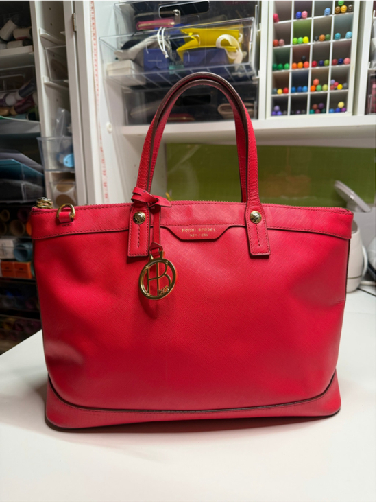 Henri Bendel Handbags - Women's Henri Bendel Deep Pink Saffiano Leather Tote Bag One Size